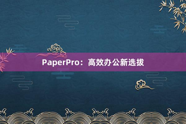 PaperPro:高效办公新选拔
