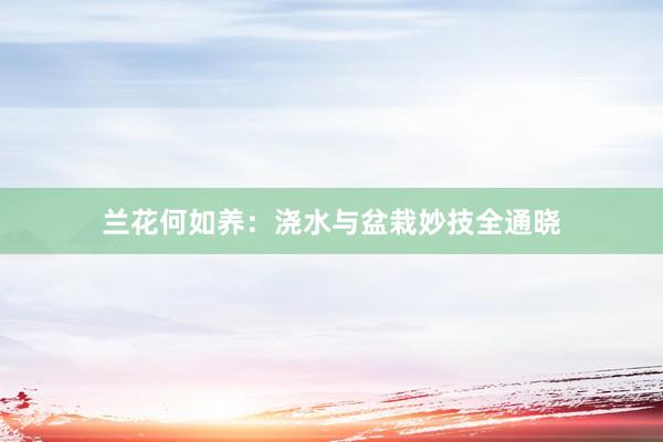 兰花何如养：浇水与盆栽妙技全通晓
